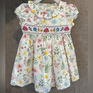 Bonnie baby Floral Smocked Dress - White, Pink, Blue, Yellow
